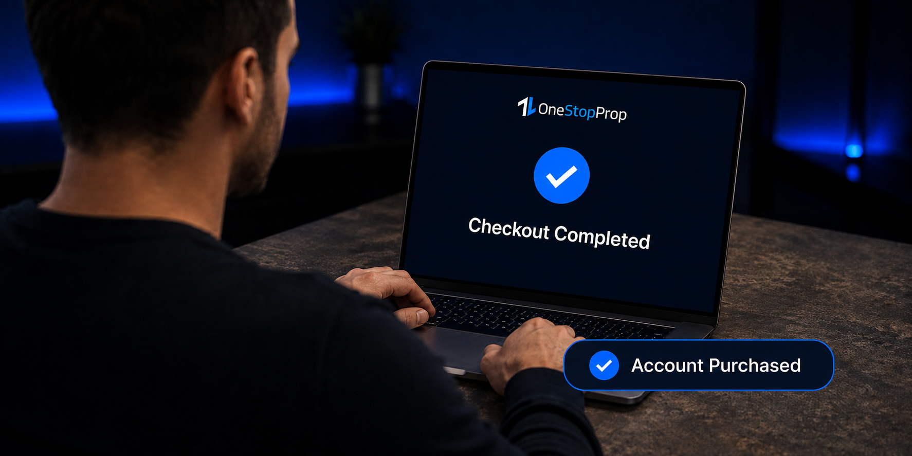 Trader choosing a One Stop Prop account after checkout