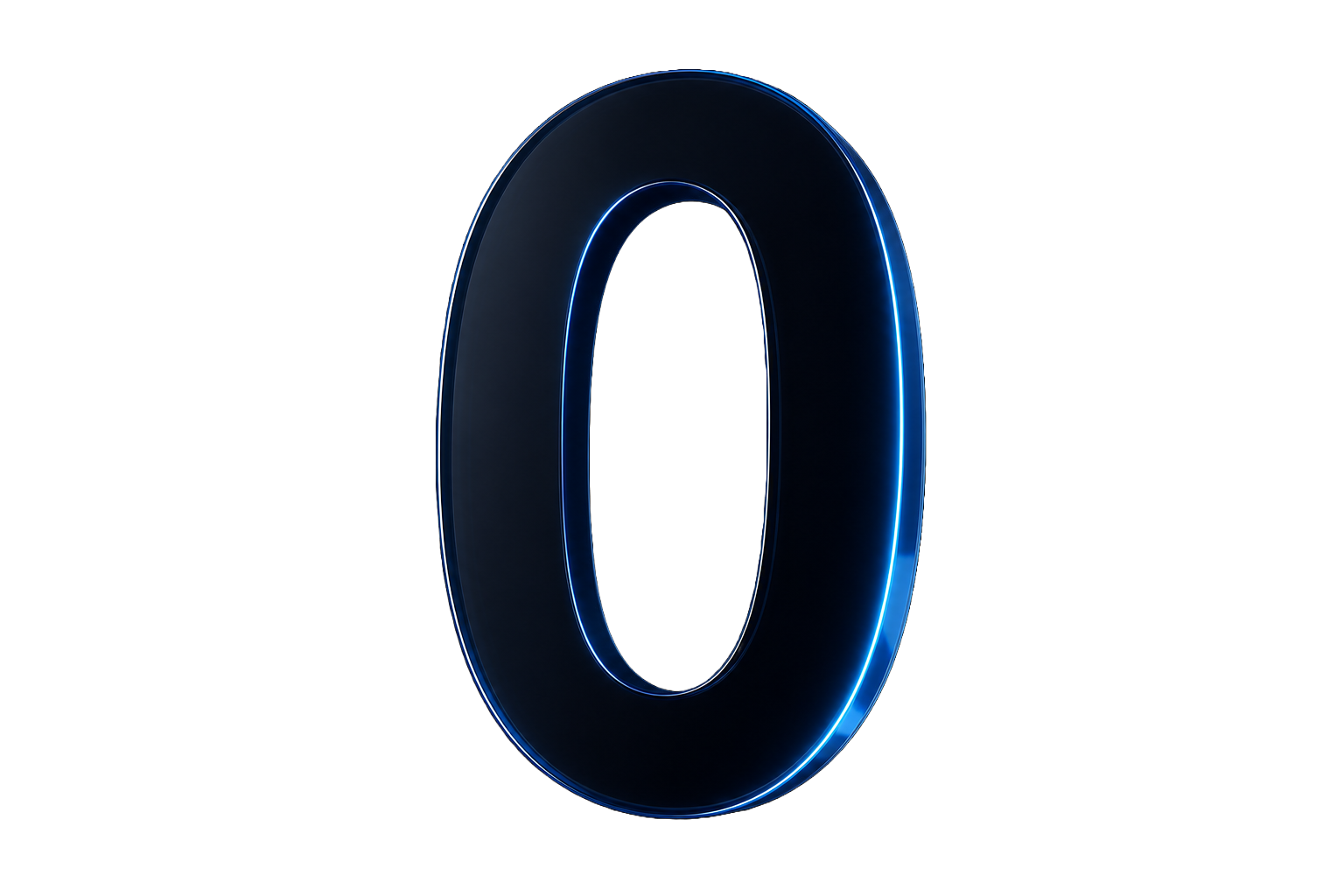 A dark glass zero representing no hidden fees