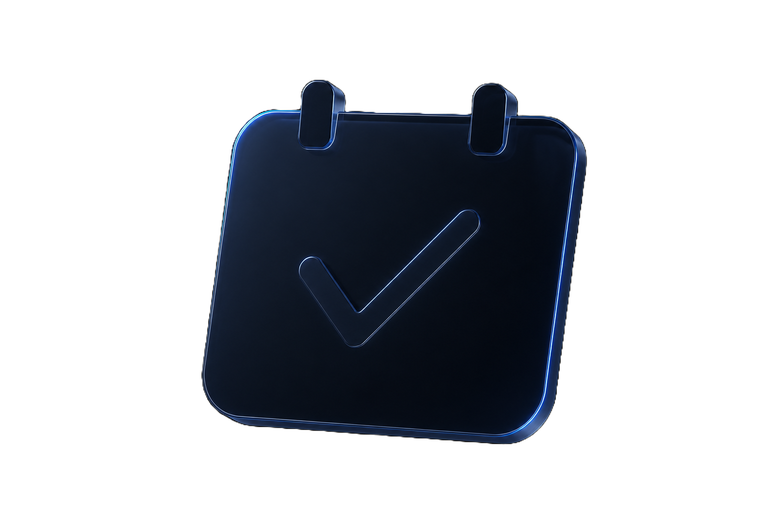 A dark glass calendar with a check mark