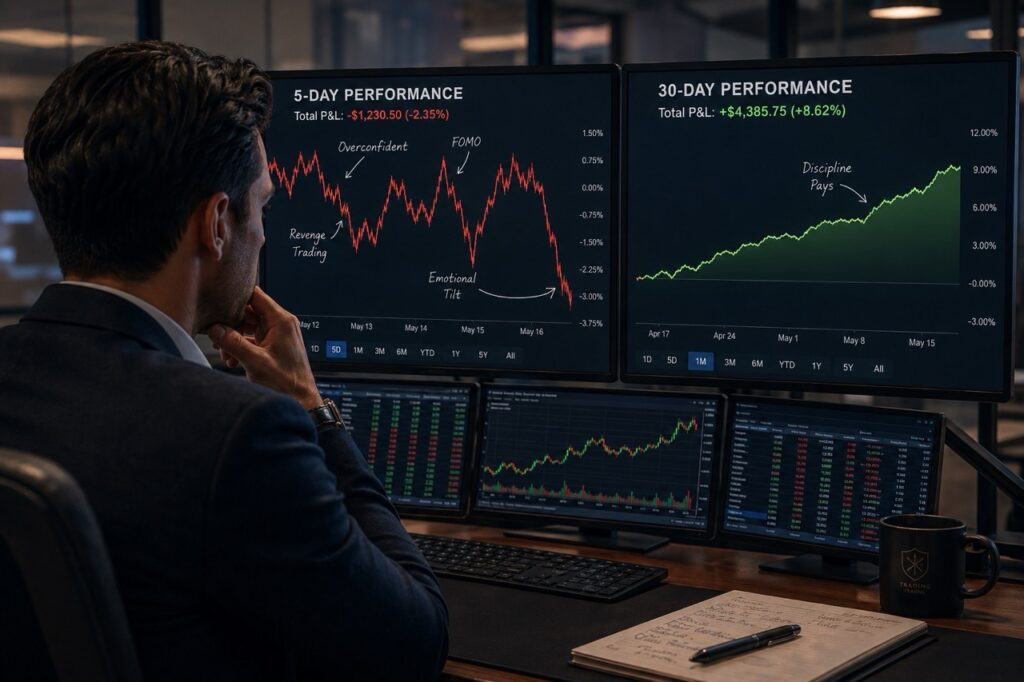 Monthly vs Weekly Prop Firm Competition: Which One Should You Enter? 2 weekly vs monthly prop firm competition performance comparison showing trading consistency over different timeframes