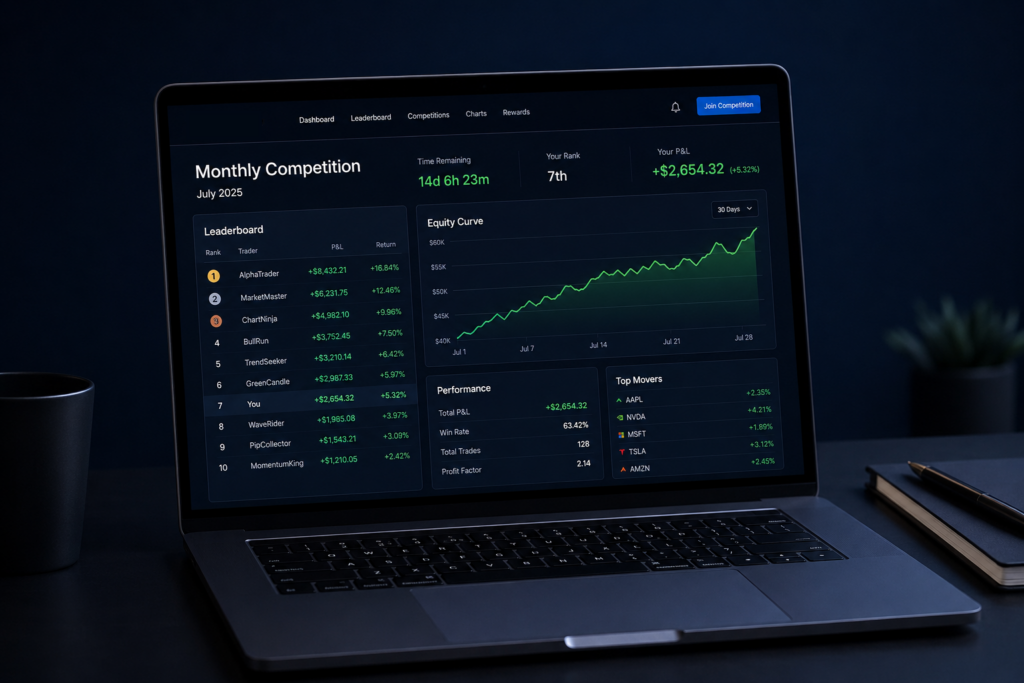 Free Prop Firm Challenge: What They Are and What You Give Up 4 OneStopProp monthly trading competition free entry funded account - OneStopProp blog cover with candlestick chart background